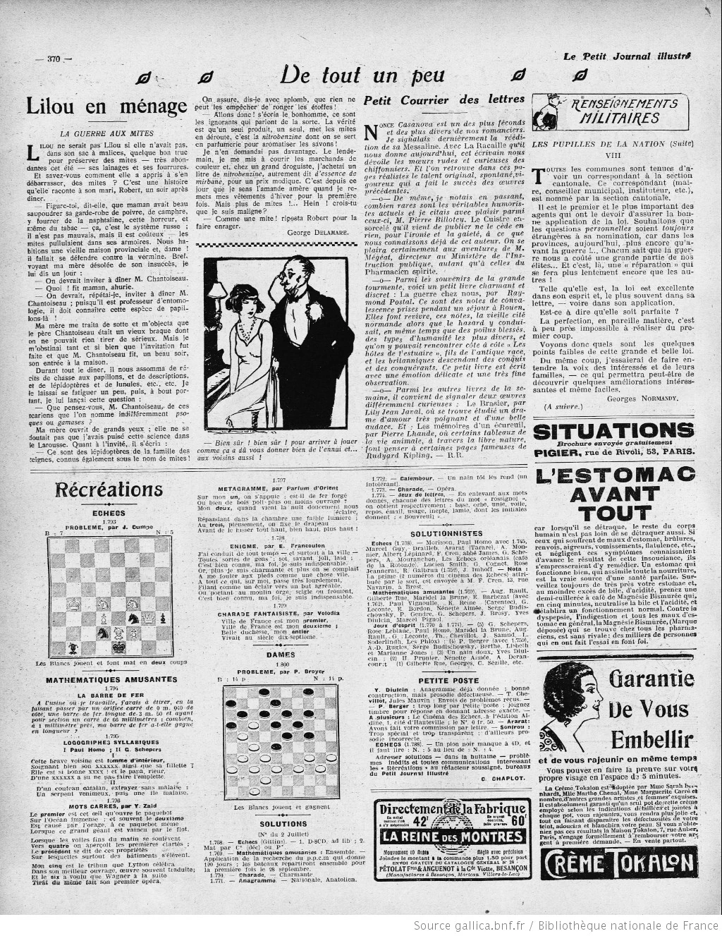 La Bignole Le Petit journal illustré édition du 30 juillet 1922 page dix 10
