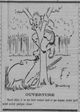 image dessin : la chasse au sanglier, le dessin représente un chasseur réfugié dans un arbre et le sanglier l'attend au pied de l'arbre, le chasseur lui dit : " soit sympathique, car si je rentre trop tard chez moi, ma femme va me faire une scène"