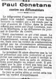 la condamnation de Paul Constant