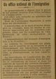 création de Office National de l Immagration