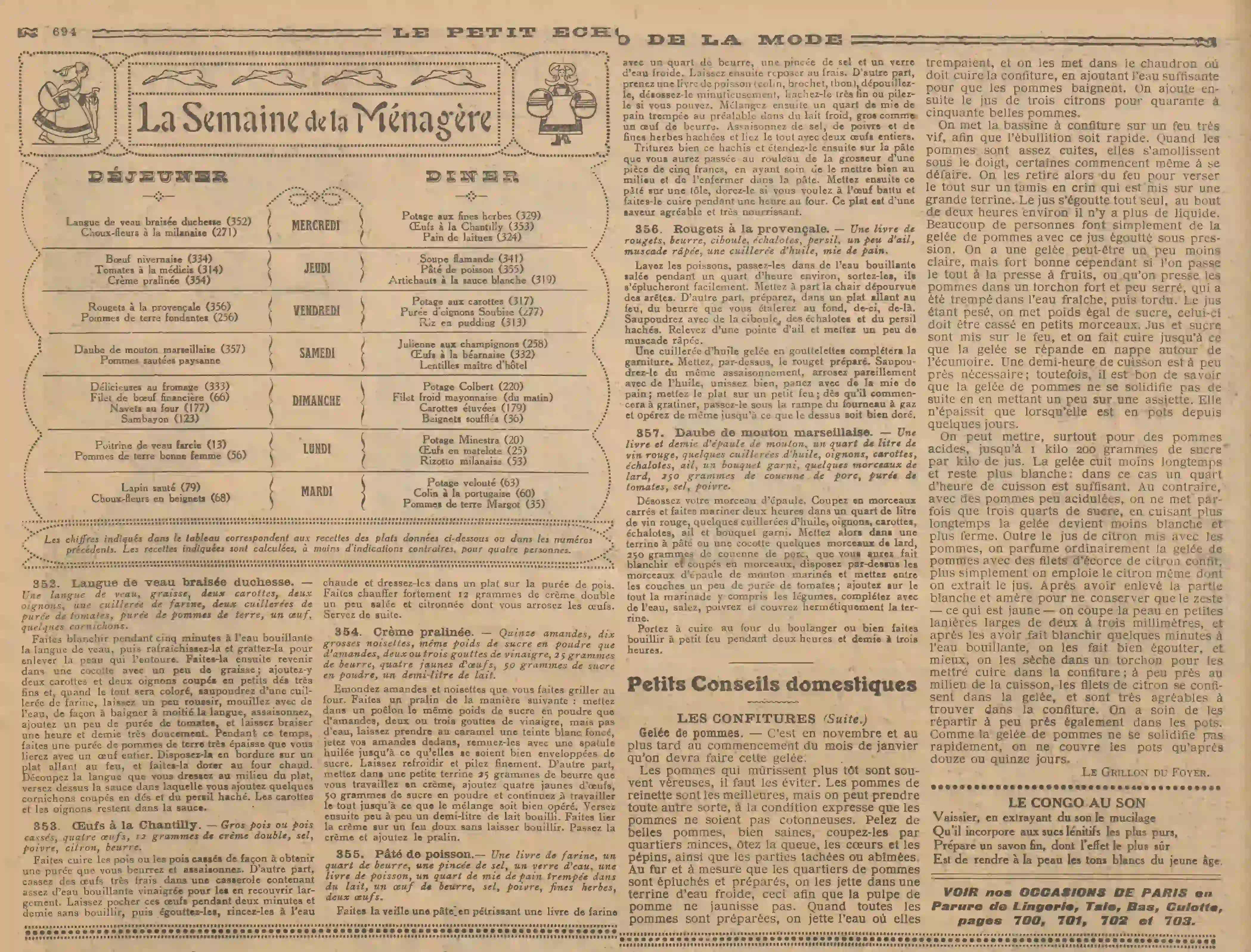la semaine de la ménagère : des recettes midi et soirs pour la semaine