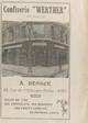 Une publicité pour la confiserie "Werther" A. Bonace au 33, rue de l'Hôtel-des-Postes à Nice, avec en photo les façades de la boutique et une partie de l'immeuble, aujourd'hui il vaut mieux de ne pas trop en abuser, si on veut utiliser les articles vendu à cette adresse de nos jours
