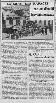 La mort des rapaces, car on démolit les vilains oiseaux. En photos la disparition d'un patrimoine historique par négligence de l'administration
