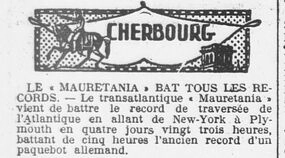 Cherbourg : le "Mauretania" bat tous les records