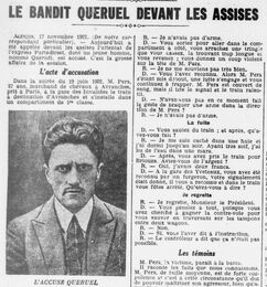 L'attentat de L'express Paris-Granville, le bandit Queruel devant les Assises, un compte rendu très détaillé du procès