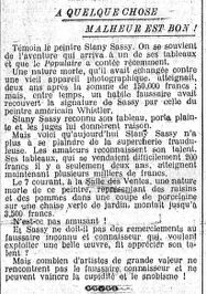 A quelque chose, malheur est bon ! Un peintre, un faussaire, un procès et une reconnaissance de l'artiste