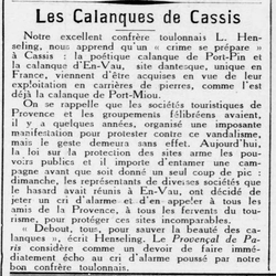 Les calanques de Cassis, " un crime se prépare", les calanques sont menacées par un "vandalisme", l'exploitation de carrières de pierres