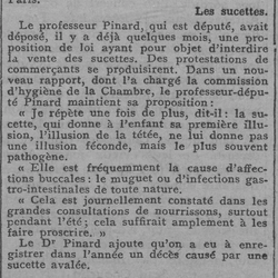 Les faits du jour, au parlement : les sucettes. Le professeur et député Pinard demande l'interdiction des tétines. Les commerçants protestent et gagnent ! N'est-ce pas chers parents !