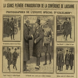 La séance plénière d'inauguration de la conférence de Lausanne, les photographies de l'envoyé spécial, ceci permet de mettre une tête sur les différents dirigeants du moment