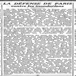 La défense de Paris contre les inondations, la réponse du Ministre concerné, comme d'habitude... un jour peut-être
