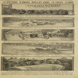 La victoire d'André Boillot dans la coupe Florio, des photos de la course victorieuse bien sûr sur une Peugeot