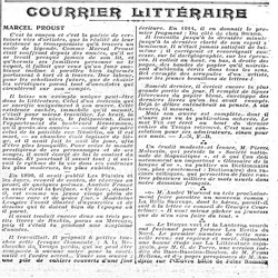 le courrier littéraire : Marcel Proust
