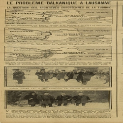 Le problème balkanique à Lausanne, la question des frontières européennes de la Turquie, trois cartes, ce que demandent les turcs, les grecs et ce que proposent les alliés
