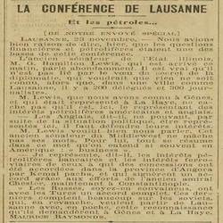 a conférence de Lausanne et les pétroles