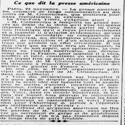 Clémenceau en Amérique ce quen disent les journaux américains