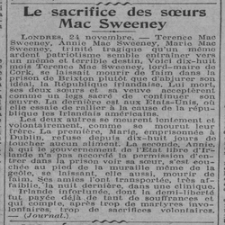 Drames irlandais les sœurs Mac Sweeney se laissent mourir de faim