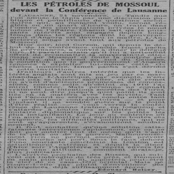 A la conférence de Lausanne on parle discrètement des pétroles de Moussoul