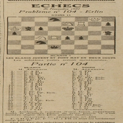 Les échecs avec la partie numéro 104 et la solution de la semaine dernière le numéro 103
