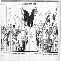 L'exemple d'en haut, un dessin humoristique sur le comportement des sénateurs et députés, toujours d'actualité, un simple regard dans l'hémicycle suffitr moquerie dedéputés et sénateurs comparés à des potaches 1
