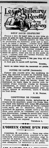 Les meilleurs recettes de nos lectrices : bœuf sauce chapelure, poutine de lapin (normande) et confitures de pommes