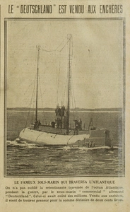Le "Deutschland" est vendu aux enchères, le fameux sous-marin "commercial" qui traversa l'Atlantique, vendu pour 200 livres