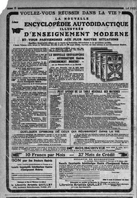 Voulez-vous réussir dans la vie ? La nouvelle encyclopédie autodidactique illustrée d'enseignement moderne et vous parviendra aux plus hautes situations, une nouvelle publicité de la librairie Alexandre Quillet