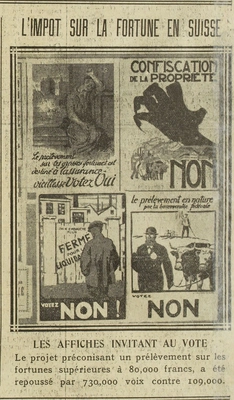 L'impôt sur la fortune en Suisse, les affiches invitant au vote et le résultat pas surprenant