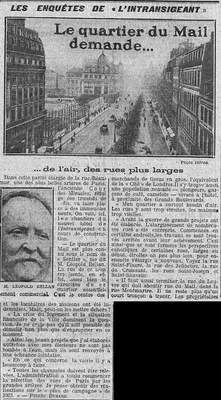 Le quartier du Mail demande de l'air et des rues plus larges, le "sentier', l'équivalent de la "Cité" de Londres, et la photo de la rue Réaumur dans le centre de Paris