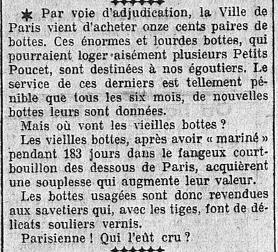 Des nouvelles bottes pour les égoutiers et un exemple concret du recyclage