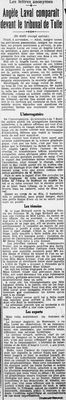 Les lettres anonymes, Angèle Laval comparaît devant le tribunal de Tulle, une affaire de Corbeau qui a tenu en haleine la ville de Tulle et la France toute entière pendant de nombreuses années