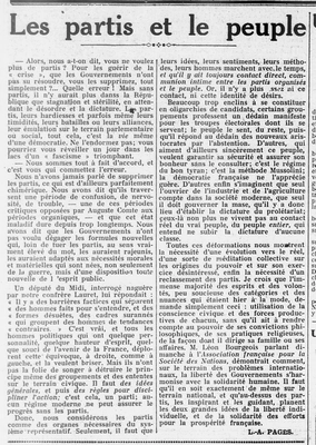 VLOuest Éclair article les partis et le peuple 1