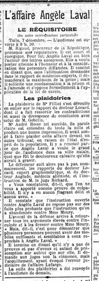 l'affaire du corbeau Angèle Laval, le réquisitoire et les plaidoiries