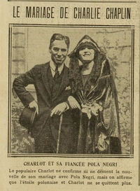 Le mariage de Charlie Chaplin, en photo Charlot et sa fiancée Pola Negri