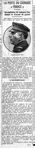 La perte du cuirassé "France", le capitaine de vaisseaux Guy devant le conseil de guerre, suite au naufrage du 27 août dans le passage de la Teignouse et la présence de roches inconnues et non cartographiées