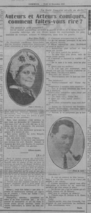 La gaité française est-elle en danger ? Auteurs et acteurs comiques, comment faites-vous rire ? La suite de l'enquête avec Madame Ellen-André et Bach. Ellen Andrée, en plus d'être comédienne, elle fut modèle pour de nombreux peintres, en particulier des impressionnistes et pas des moindres