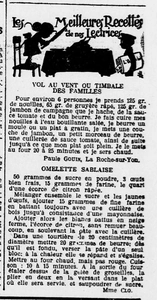 es meilleurs recettes de nos lectrices : vol au vent ou timbale des familles et omelette sablaise