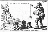 La grande pyramide, un dessin humoristique sur la difficulté de l'équilibre du budget de l'État