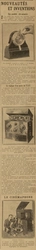 Les sciences appliquées, nouveautés et inventions avec une pendule aide-mémoire, le cinémaphone, un phonographe et cinématographe en miniature (on voit même un petit écran sur la photo et le petit Jackie Coogan) et Miss Rosalind Kendall qui joue aux échecs à distance, mais en direct, par la TSF
