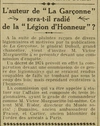 l'auteur de "la garçonne" sera-t-il radié de la "Légion d'Honneur"