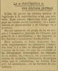 le laboratoire de "psychopathie" de Chicago et la stérilisation des déchets sociaux