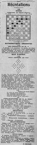 Les récréations de la Bignole, avec cette semaine les dames, mathématiques amusantes, croix losange, jeu de mots, parallélogramme et les solutions du 10 décembre