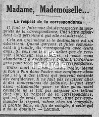 Madame, Mademoiselle... le respect de la correspondance