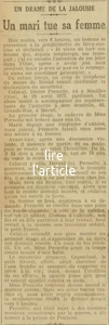 Un drame de la jalousie, un mari tué sa femme, les faits se déroulent à Mériel, au 62 Grande-Rue, aujourd'hui......... l'hôtel de Ville !