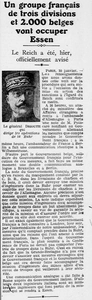Les troupes françaises pénétront ce matin dans la Rhur française, à la Une de tous les journaux