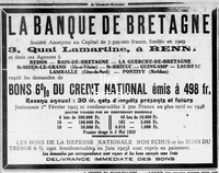 Une publicité pour la banque de Bretagne, aujourd'hui disparue