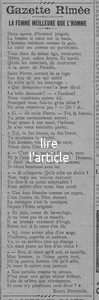La gazette rimée : la femme meilleure que l'homme, un poème signé Raoul Ponchon ou la femme au Paradis avec ou sans son homme