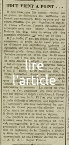 Tout vient à point où de la défectuosité des méthodes de travail des parlementaires, 17 ans pour adopter une loi sur les accidents de travail dans les exploitations agricoles