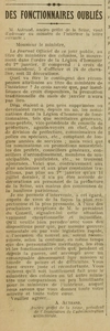les fonctionnaires oubliés, lettre de M. Autrand ancien préfet au ministre