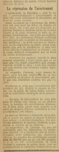 un extrait des débats à la Chambre sur la correctionnalisation de l'avortement,