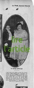 Un mariage pittoresque, la photo du nain Robert Gaudin et sa promise, la femme-canon Miss Riby Trixy, des populaires artistes forains